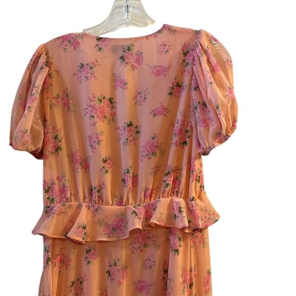 LoveShackFancy Pink Floral Ruffled Midi Dress Size 6- flaw - Picture 10 of 16